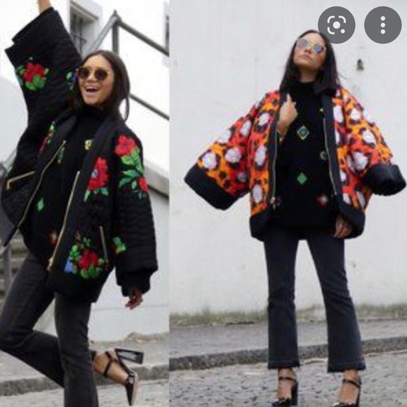 KENZO X H&M quilted silk reversible kimono jacket sz S - Picture 3 of 12